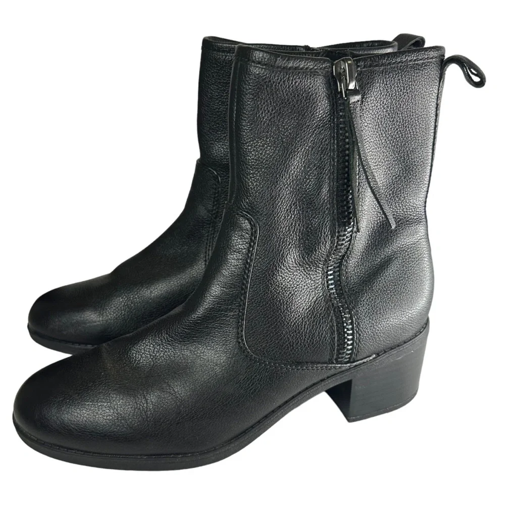 Clarks Women's Nevella Devon Black Leather Side Zip Ankle Boots Size 10 - Picture 5 of 10